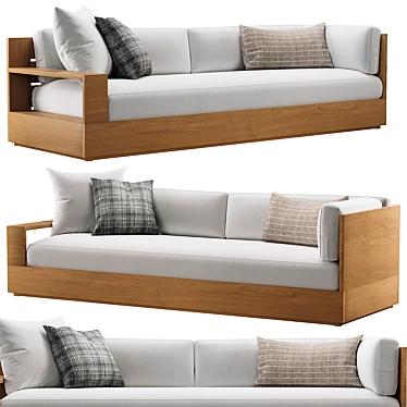 Luxury Teak Left-Arm Sofa | Marbella Collection 3D model image 1 