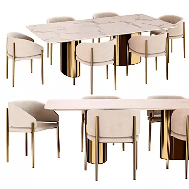 Elegant Dining Set 002 3D model image 1 
