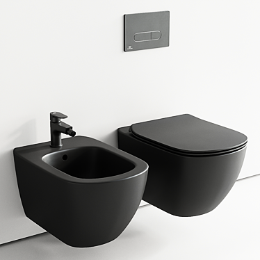 Modern Tesi Wall-Hang WC & Bidet 3D model image 1 