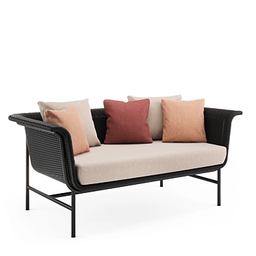 Wicked Lounge Sofa 2S: Sleek Pink Cushions 3D model image 1 