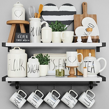 Elegant Kitchenware Set: Kettle, Teapot, Cup 3D model image 1 
