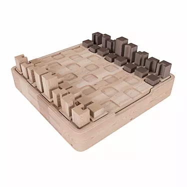 Smooth Control Solid Hardwood Chessboard 3D model image 1 
