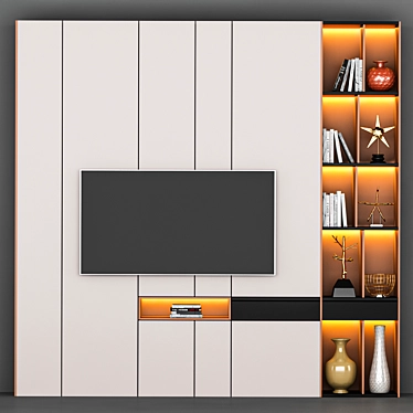 Sleek TV Wall Unit - 300x300x40 cm 3D model image 1 