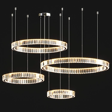 Modern Duplex LED Ring Chandelier 3D model image 1 