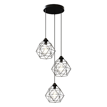 Modern Black Trio Pendant Chandelier 3D model image 1 