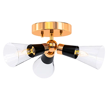 Modern Bronze Semi-Flush Light 3D model image 1 