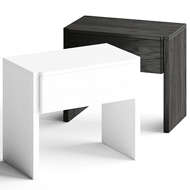 Sleek Ash Nightstand - CB2 Fore Collection 3D model image 1 