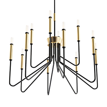 Eurofase Rado 31: Elegant Black 12-Light Chandelier 3D model image 1 