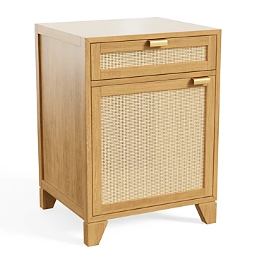 Stylish Mateo Pine Wood Nightstand 3D model image 1 