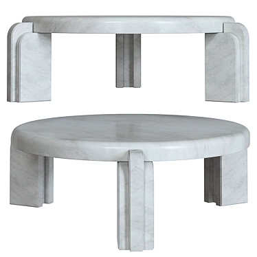 Elegant White Marble Coffee Table 3D model image 1 