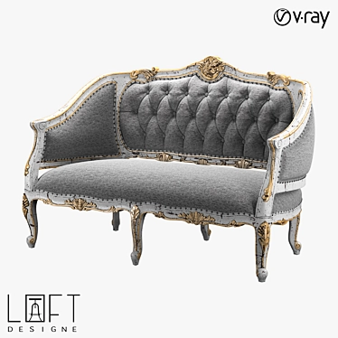 LoftDesigne 4100: Stylish Wood & Fabric Sofa 3D model image 1 