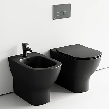 Modern Tesi Back to Wall Toilet & Bidet 3D model image 1 