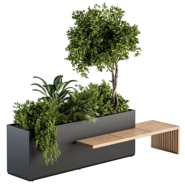 Urban Oasis: Plant Box Bench Set 3D model image 1 