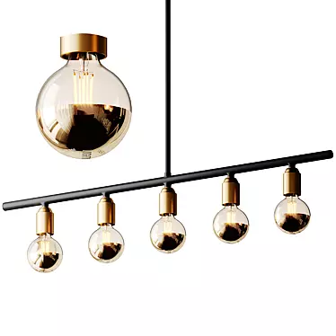 Industrial Black Brass Bar Light 3D model image 1 