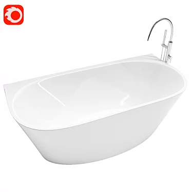 Elegant Gloss White Freestanding Bath 3D model image 1 