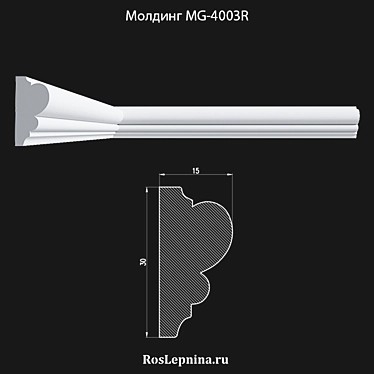 Elegant Gypsum Molding: MG-4003R 3D model image 1 