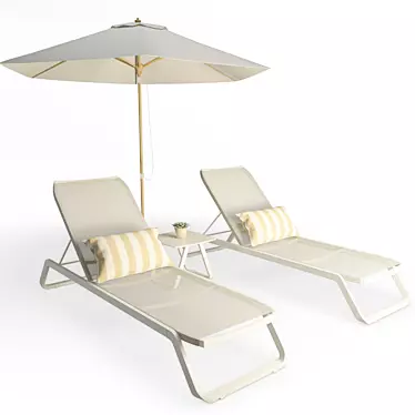 Marieta Metallic Sunbeds Set 3D model image 1 