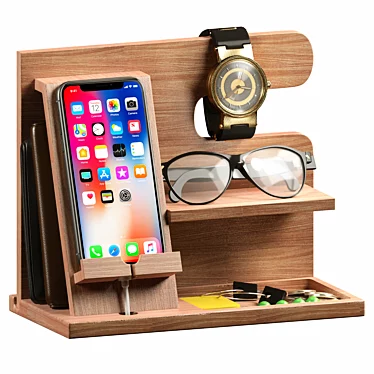 TESLYAR Wooden Phone Dock Station 3D model image 1 