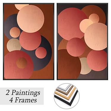Artistic Wall Decor Set with 2 Paintings & 4 Frame Options 3D model image 1 