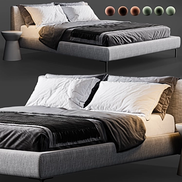 Stylish B&B Italy Charles Bed 3D model image 1 