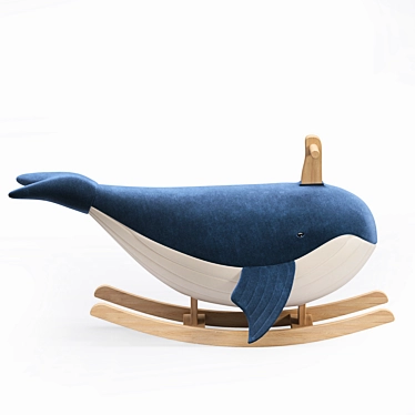 Whale Rocker: Plush Body & Wooden Frame 3D model image 1 