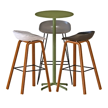 Modern Hay Table and Chair Set 3D model image 1 