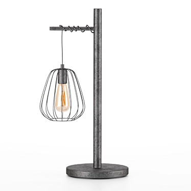 Industrial Metal Table Lamp with Twisted Wire Shade 3D model image 1 
