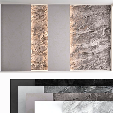 3D Stone Textured Decorative Wall Panel Set 3D model image 1 
