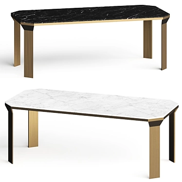 Modern Brass Base Dining Table 3D model image 1 