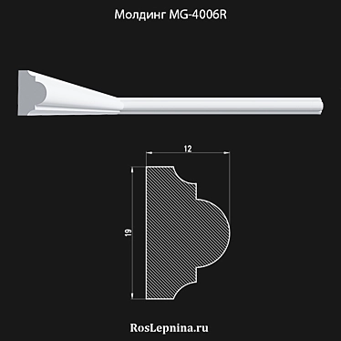 Elegant Gypsum Molding - MG-4006R 3D model image 1 