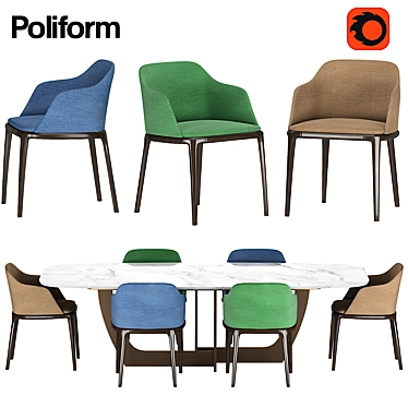 Elegant Solid Wood Dining Chair - Poliform Grace 3D model image 1 