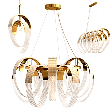 PELAGIA COLLECTION: Elegant Metal and Crystal Lamps 3D model image 1 