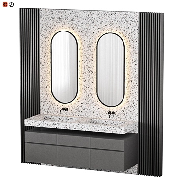 Gray Terrazzo Tiles: Modern Bathroom Flooring 3D model image 1 