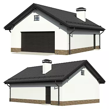 Modern Minimalist Double Car Garage 3D model image 1 