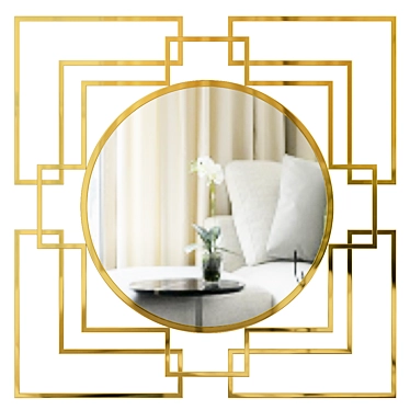 Luxury Gold Deco Mirror 3D model image 1 