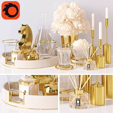 Golden Elegance: Decor Set 35 3D model image 1 