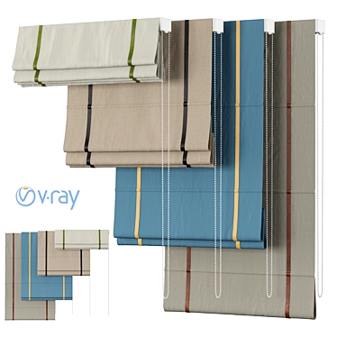 Elegant Roman Curtains: Transform Your Space 3D model image 1 