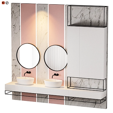 Pink Circle Bathroom: Luxury 3Dmax Design 3D model image 1 