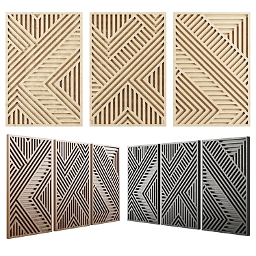 Contemporary Birch Plywood Wall Art Set 3D model image 1 