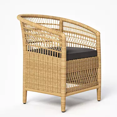 JANO Garden Chair: Synthetic Rattan, Black Cushion 3D model image 1 