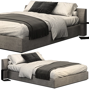 Meridiani Luise Lightgray Bed: Modern Elegance for Your Bedroom 3D model image 1 