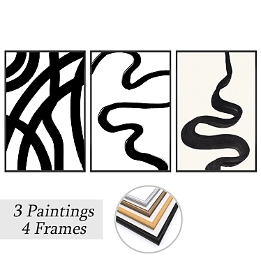 Elegant Wall Art Set with Frame Variations 3D model image 1 