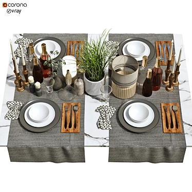 Elegant 150-Piece Tableware Set 3D model image 1 