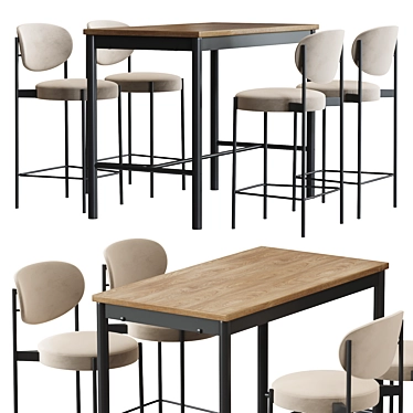 Modern Verner Bar Stool and TOMMARYD Table Set 3D model image 1 