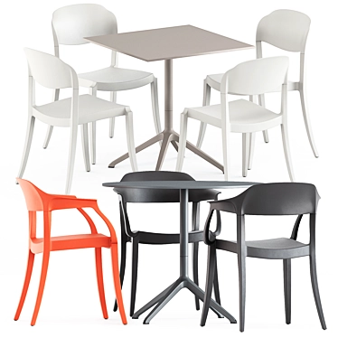 Elegant Stackable Chair & Table Combo 3D model image 1 