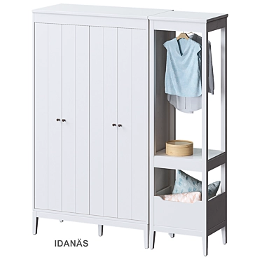 IDANÄS IKEA White Combined Wardrobe 3D model image 1 