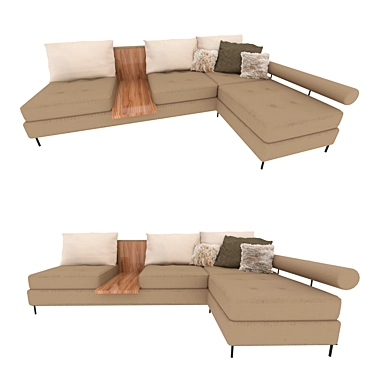 Sleek Corner Sofa 3D model image 1 