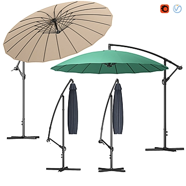 Cantilever Round Parasol: Stylish Outdoor Shade 3D model image 1 