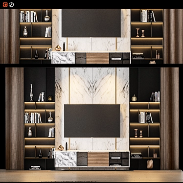 Sleek TV Wall Design 3D model image 1 