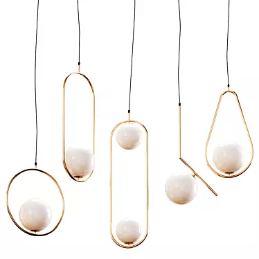 Elegant Hanging Lamps in Gold or Black 3D model image 1 